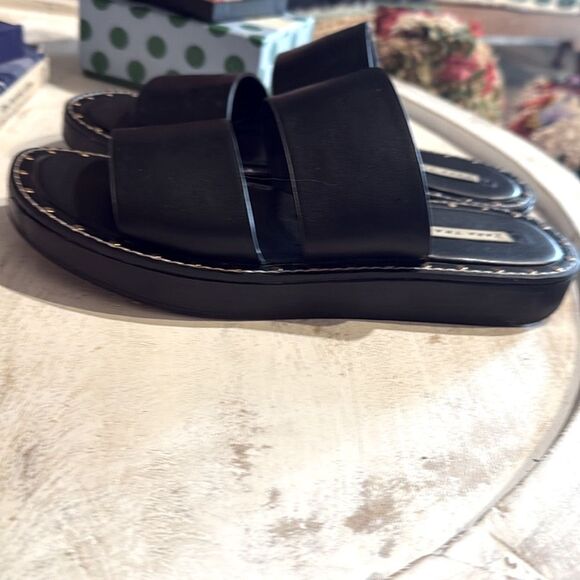 Zara RARE Sandals w Two Straps and Gold Grommets-Black size 37/6.6-7 w Dust Bag - Picture 4 of 15